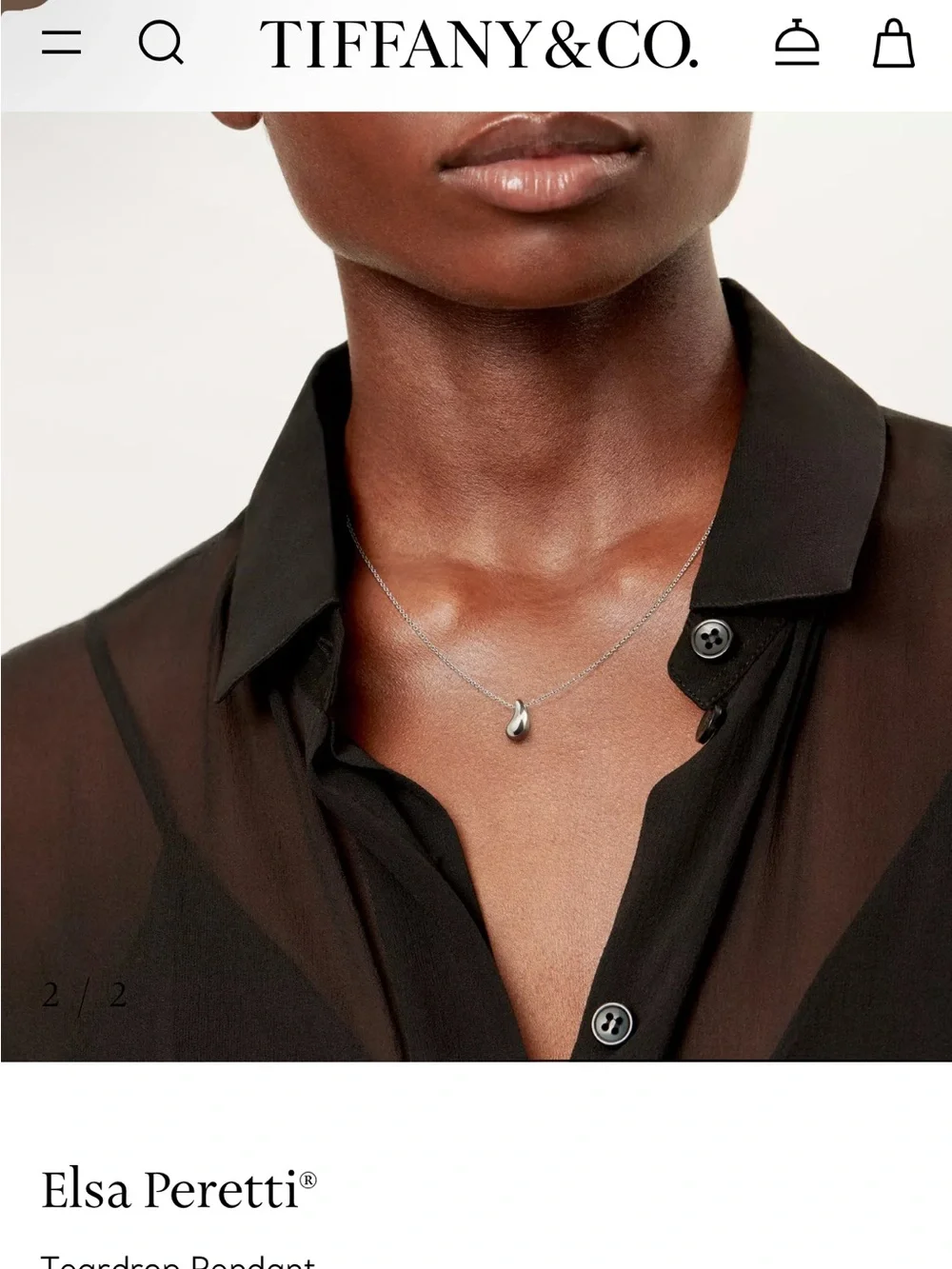 Pre loved Tiffany & Co. Elsa Peretti Teardrop Pendant Necklace in Silver